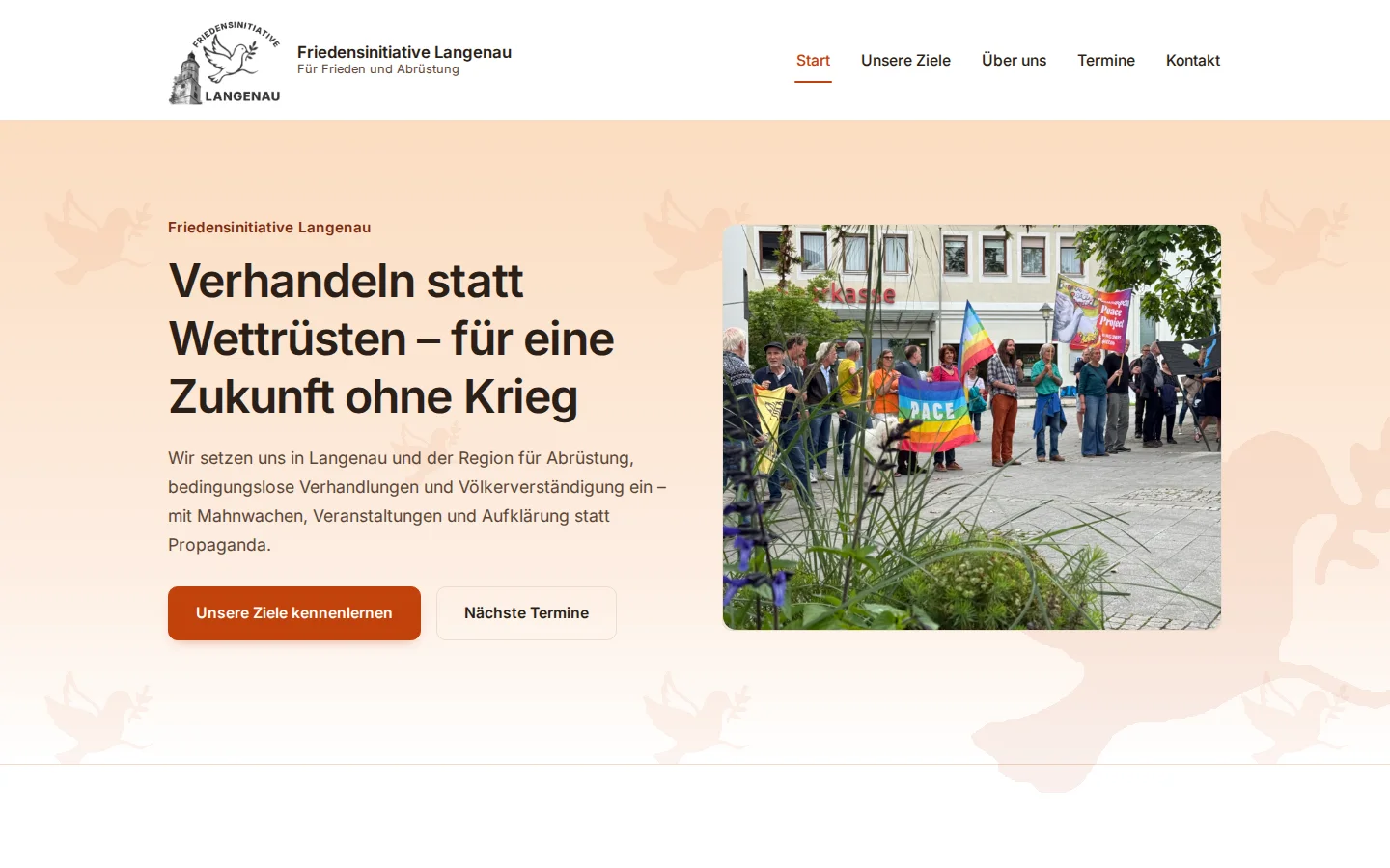 Startseite von friedensinitiativelangenau.de